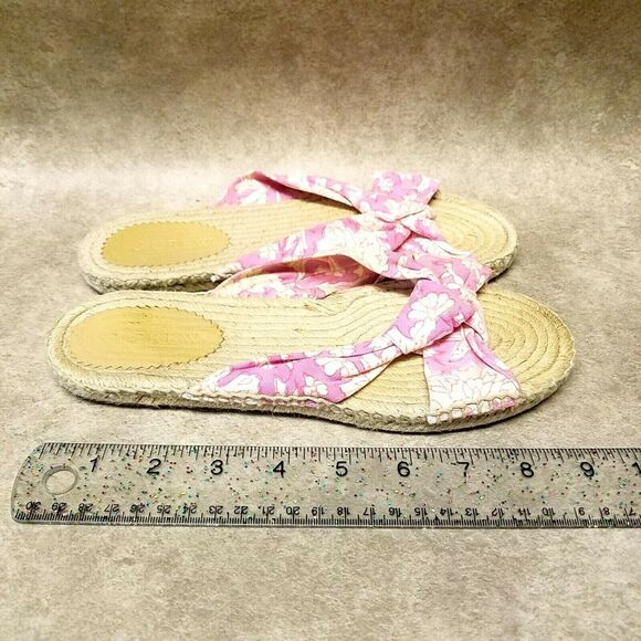 J. Crew Womens   Size 6 Pink  Fabric Slide Floral Espadrille Sandals - Picture 4 of 10